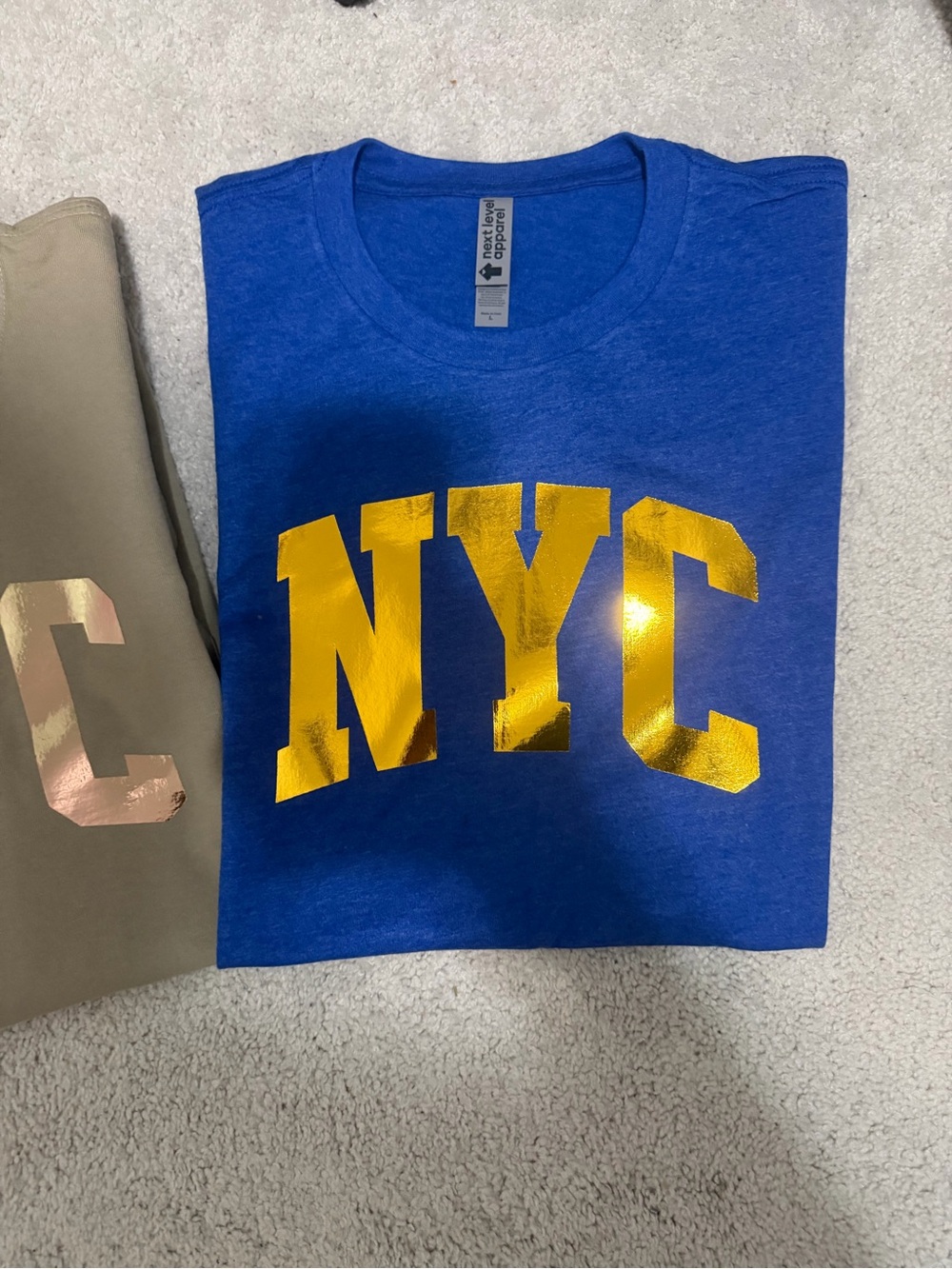 Next Level Apparel Royal Blue Short-Sleeve Tee with Gold NYC Foil